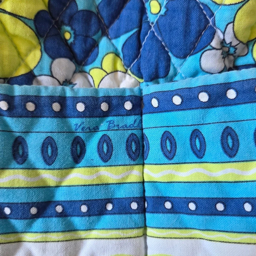 Vera Bradley Milli‎ Floral Quilted Cotton Drawstring Backpack Blue Green White